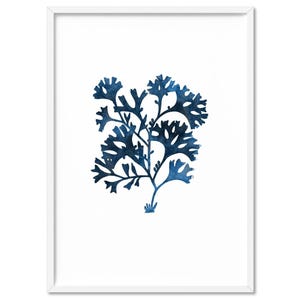 Hamptons Coral Wall Art I. Blue Indigo Watercolour. Simple Nautical Style Coastal Sea Grass. Scandi Home or Hamptons Wall Decor | CSH-08