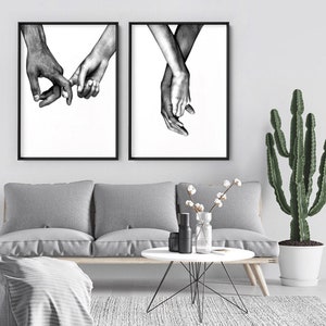 Holding Hands Print. Couple Holding Fingers Wall Art Print Poster ...