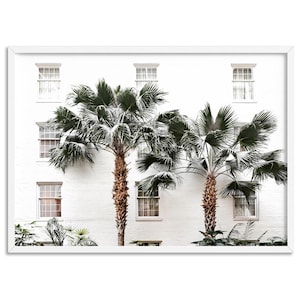 Coastal Palm Resort Art Print. Popular Wall Art. Hamptons Home Wall Art Decor. Casa de Palms. Poster, Canvas or Framed options | PLT-107
