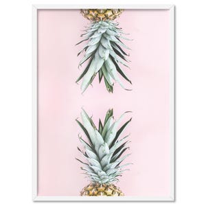 Pineapples on Pastel Pink Art Print. Soft Tones Pineapple Poster. Modern Tropical Fruit Wall Art, Poster, Canvas or Framed Print | FDK-20