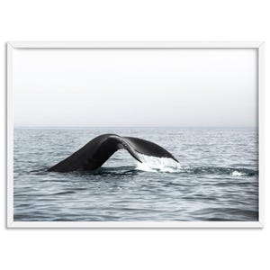 Whale Wall Art Poster. Humpback Whale Tail Print. Modern Ocean Art Print. Landscape Sea Mammal Poster. Whale Wall Art | ANA-83