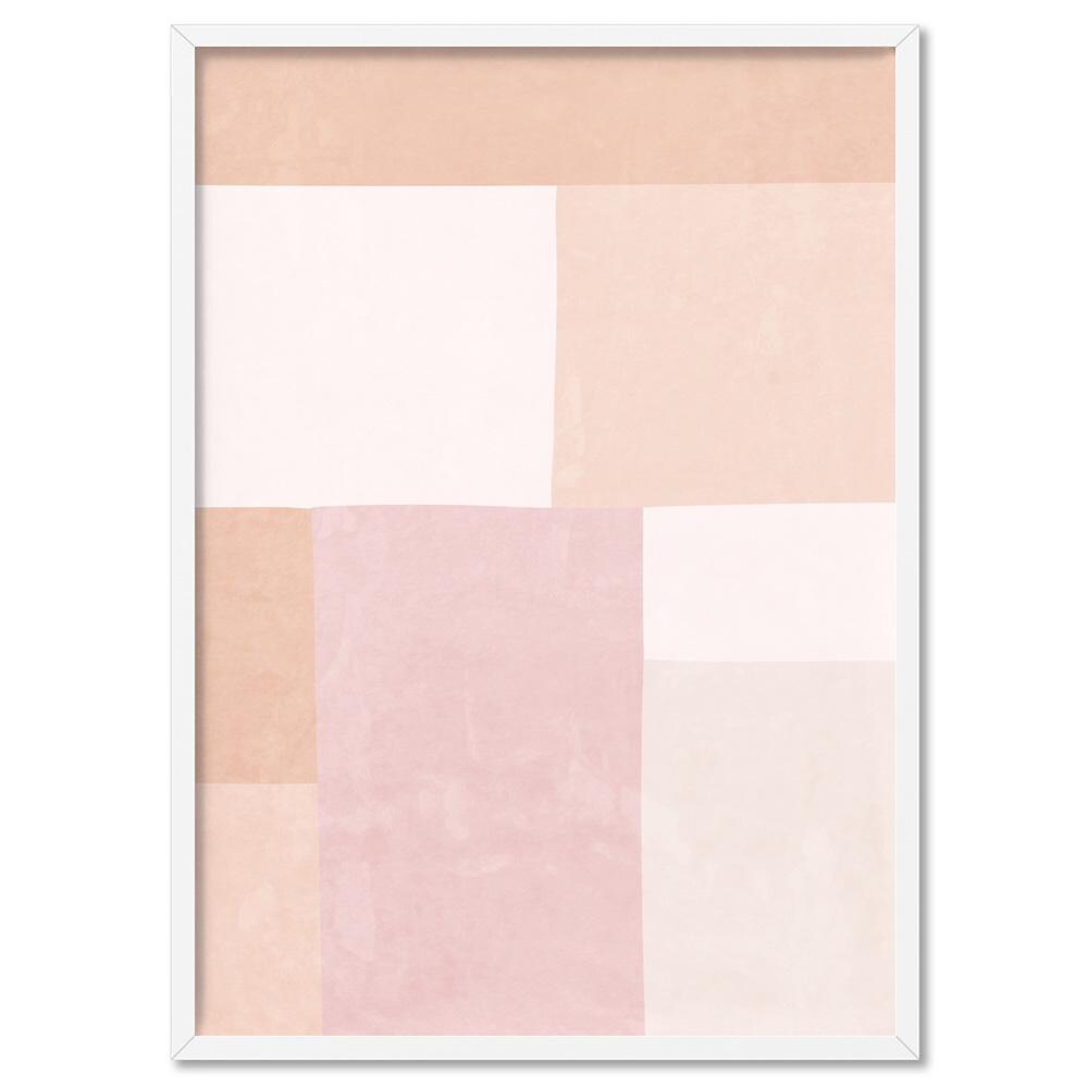 Abstract Pastel Colour Block Art Print. Soft Pink & Peach Tones Poster ...