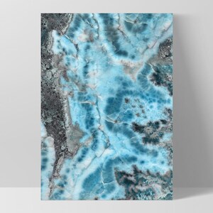 Larimar Slice Wall Art. Stone in Turquoise Watercolours. Mineral Wall Art. Dominican republic Gemstone Art Print. Rare Earth Gem | AGA-21 image 6