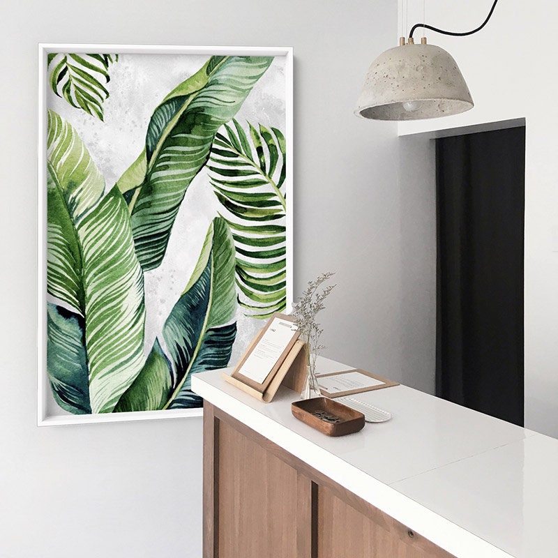 Tropical Palm Wall Art Print I. Banana Leaves Foliage in Etsy