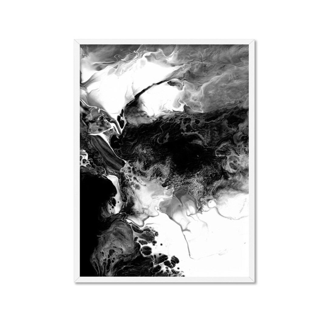 Black and White Abstract Print. Modern Monochrome Wall Art. - Etsy