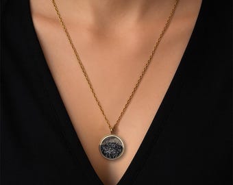 Personalised Star Map Necklace. Custom Night Sky Gold Plated Locket. Gift for Anniversary, Engagement, Birthday. Mother's Day Gift Idea.