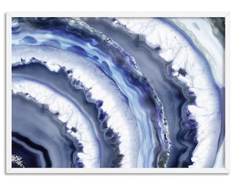 Agate Slice Wall Art in Landscape. Contemporary artwork, perfect for the lounge or bedroom. Purple Tones. High Resolution Artwork | AGA-03