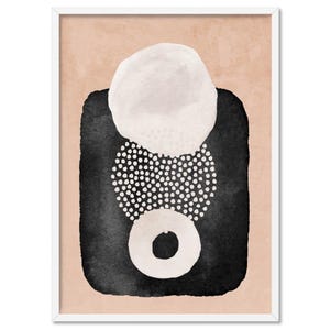 Boho Poster Abstract Watercolour Shapes I. Black & Warm Neutrals in Watercolour. Modern Bohemian Wall Decor. Framed or Unframed | UST-36