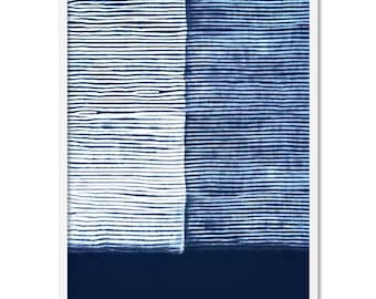 Indigo Abstract Shibori Wall Art. Home Decor Art Print in Tie Dye Effect. Navy Blue Poster or Canvas Print. Framed or Unframed | SBR-06