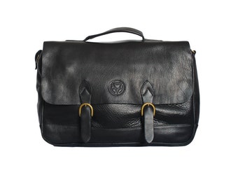 Weiches Leder Laptop Taschen für Männer Premium Schwarz Leder Laptop Taschen Herren Leder Satchel Tasche Aktentasche Polo Linie