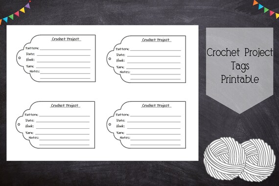 Crochet project labels printable craft tags keep track of