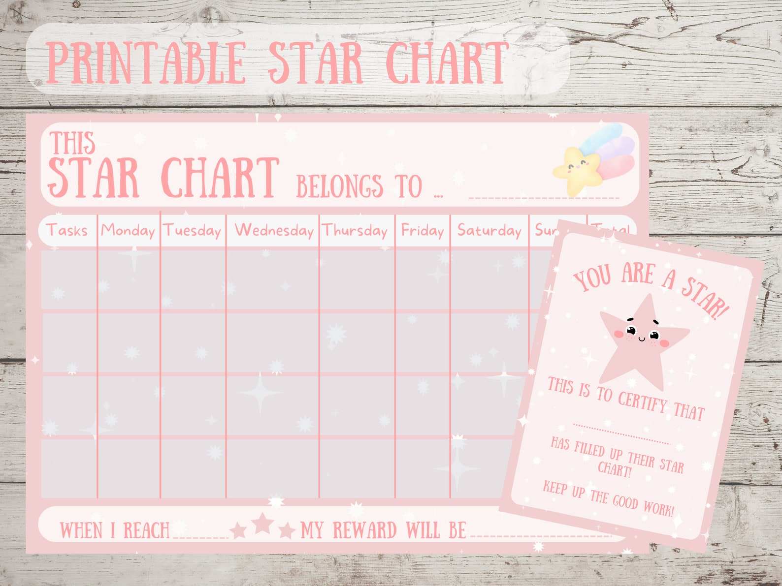 Bedtime Star Chart for Kids Printable Bedtime Chart With - Etsy Canada