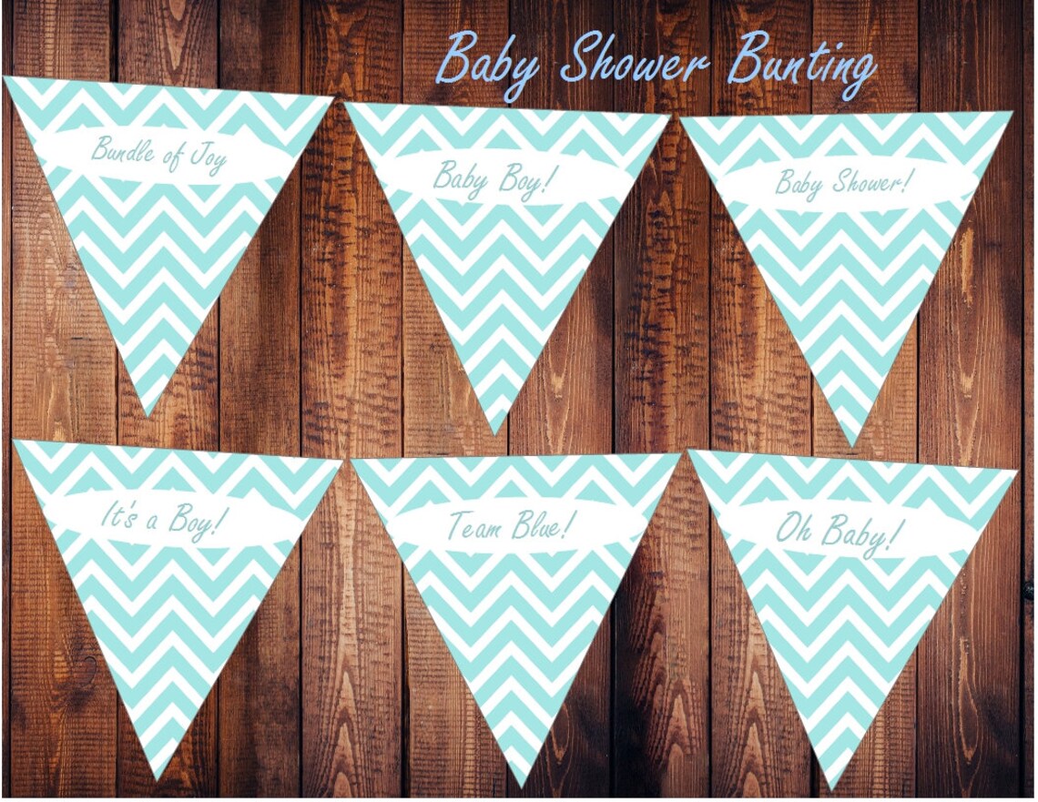 Baby Shower Bunting Baby Boy Blue Bunting Baby Shower Etsy