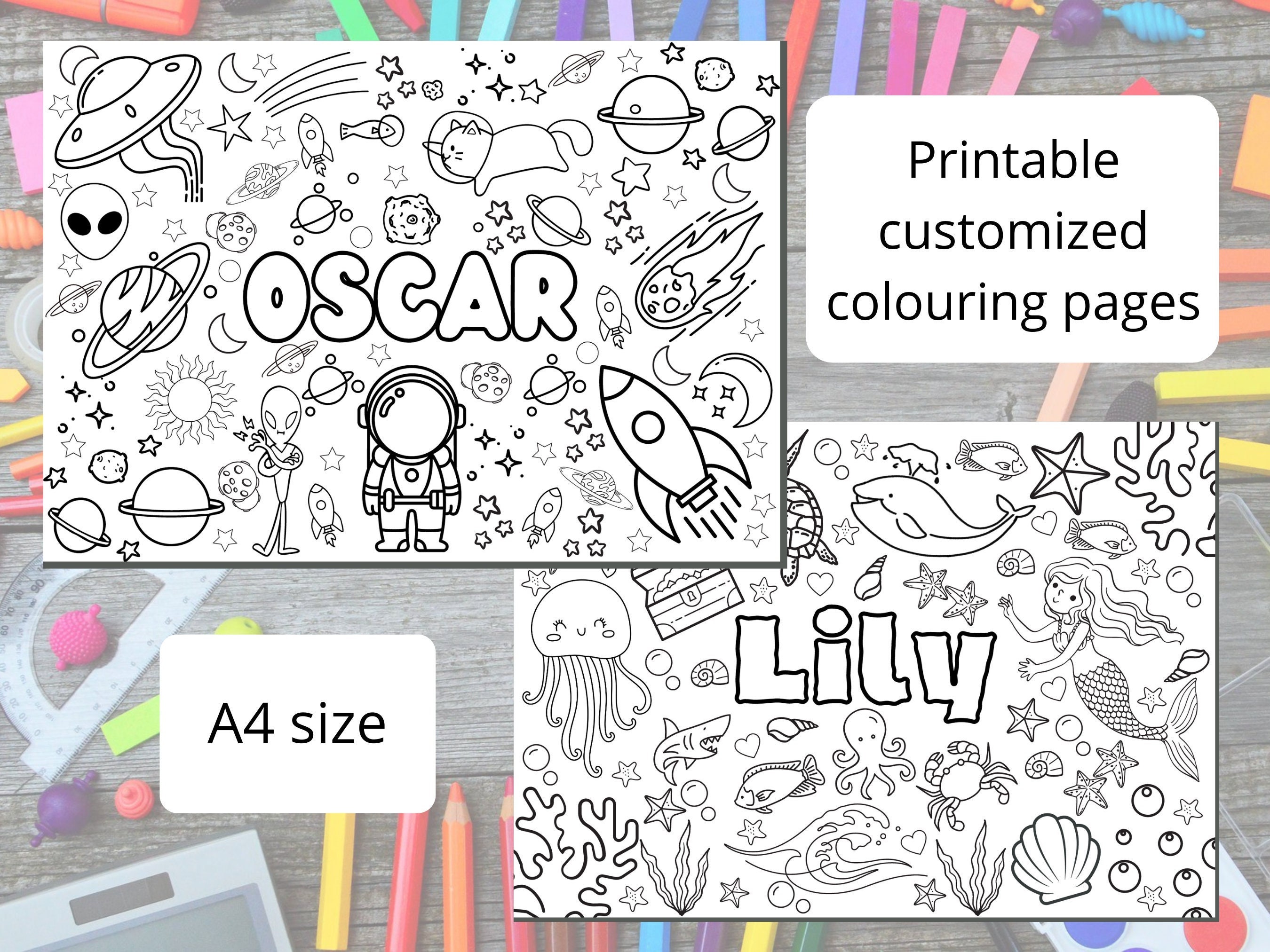 Printable Name Colouring Pages Personalised Children's - Etsy