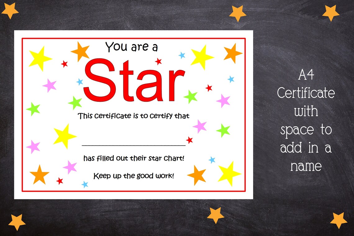 Star Reward Chart for Kids Printable Star Chart With | Etsy