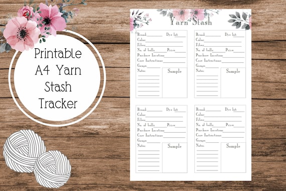 Printable Yarn Stash Tracker Crochet Tracker Knitting
