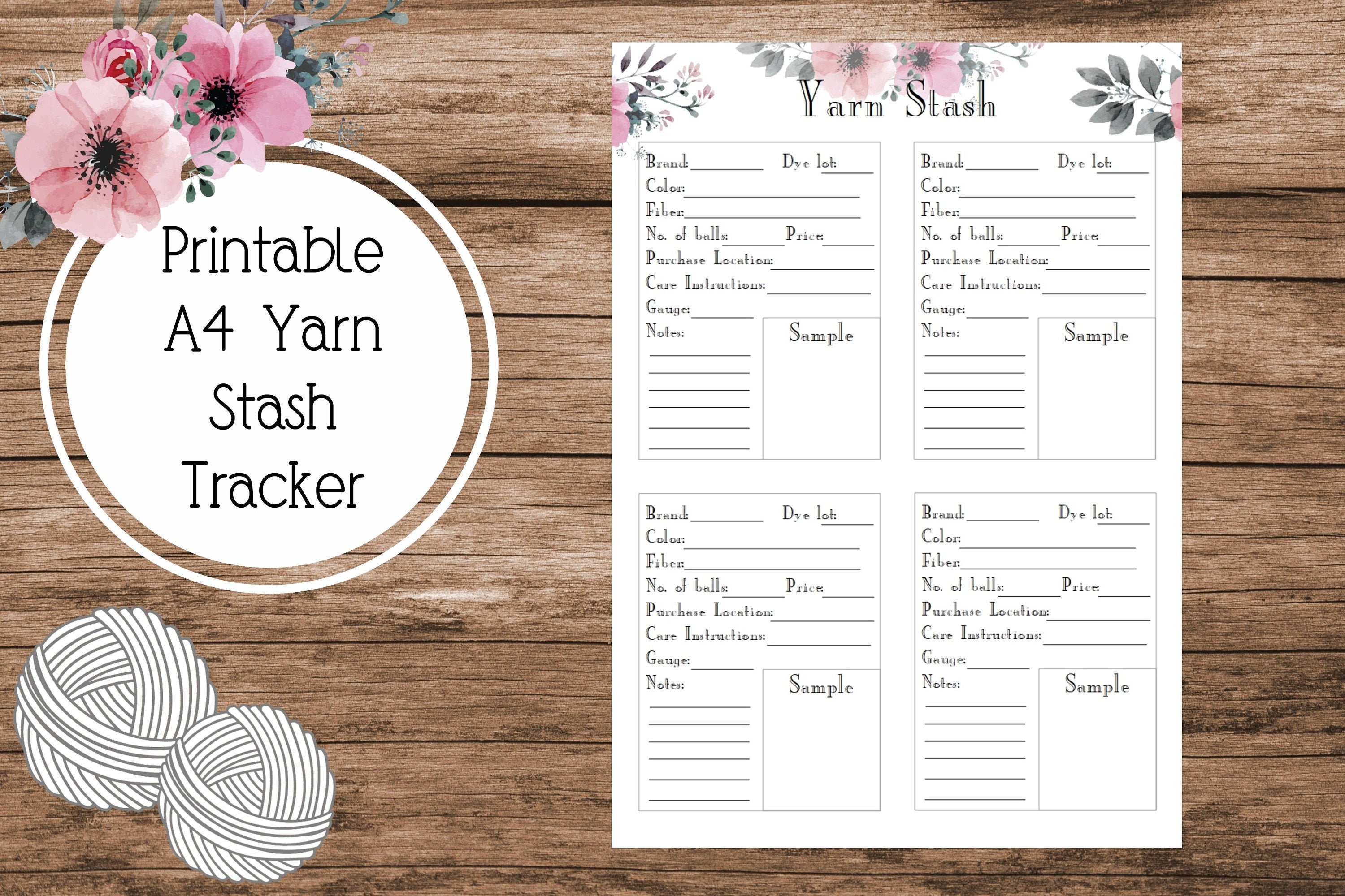 Prints PDF Digital Download Fiber Art Yarn Stash and Crochet/Knit