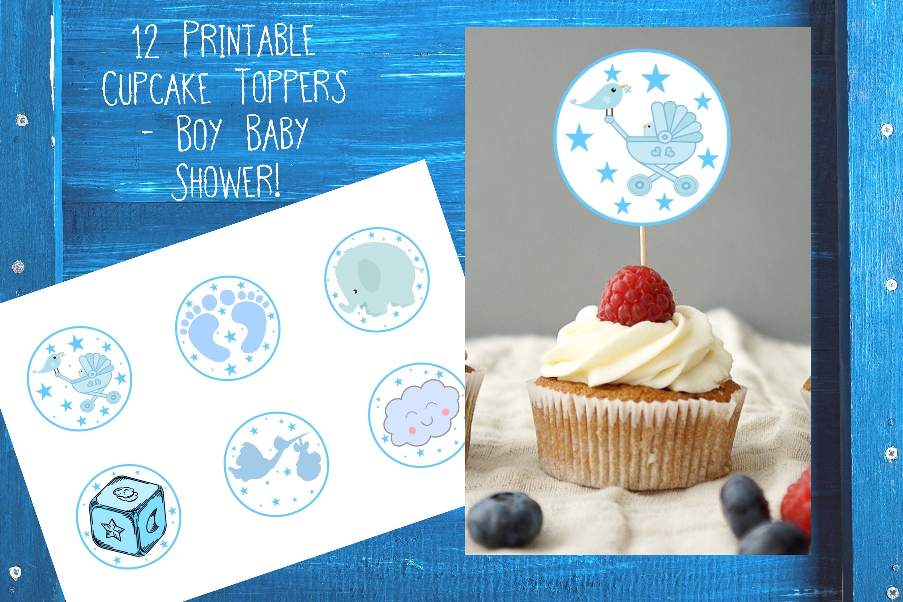 Printable Baby Shower Cupcake Toppers It's A Boy Baby | Etsy