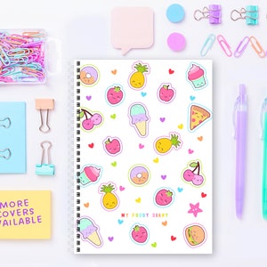 My Foody Diary Diet Tracker, 12 Months, Week-to-View, Undated, Colourful, A5, Calorie Counter, Food Journal, Handmade Planner