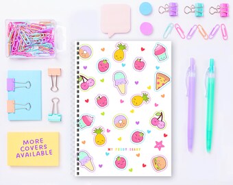 My Foody Diary Diet Tracker, 12 Months, Week-to-View, Undated, Colourful, A5, Calorie Counter, Food Journal, Handmade Planner