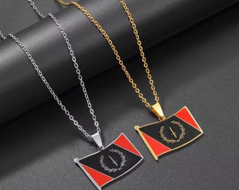Zwarte ketting met Amerikaanse erfgoedvlag| Hanger| Uniseks| Soulaan