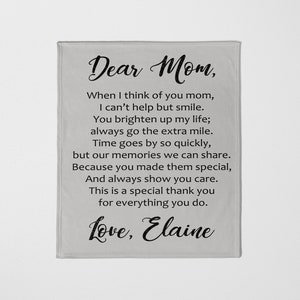 Letter Blanket, Personalized Throw Blanket, Mom Letter Blanket, Blanket for Mothers Day, Birthday Gift, Long Distance Gift, Custom Mom