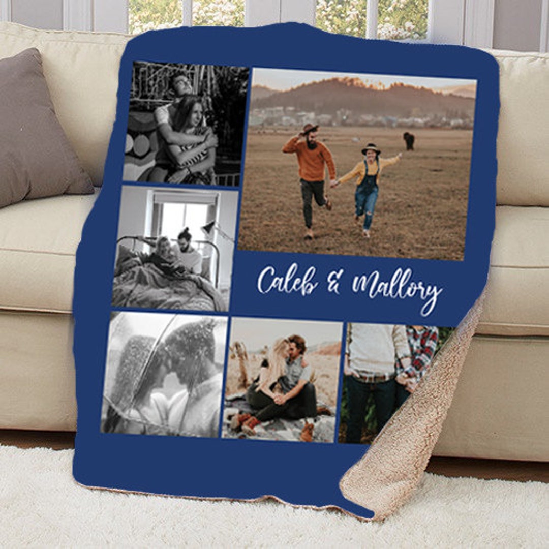 Photo Collage Couples Blanket, Engagement Wedding Anniversary Gift