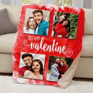 Be My Valentine Gift, Customizable Photo Blanket, Photo Collage Gifts for him or her, Couples Gifts, Valentine&#39;s Day Picture Blanket