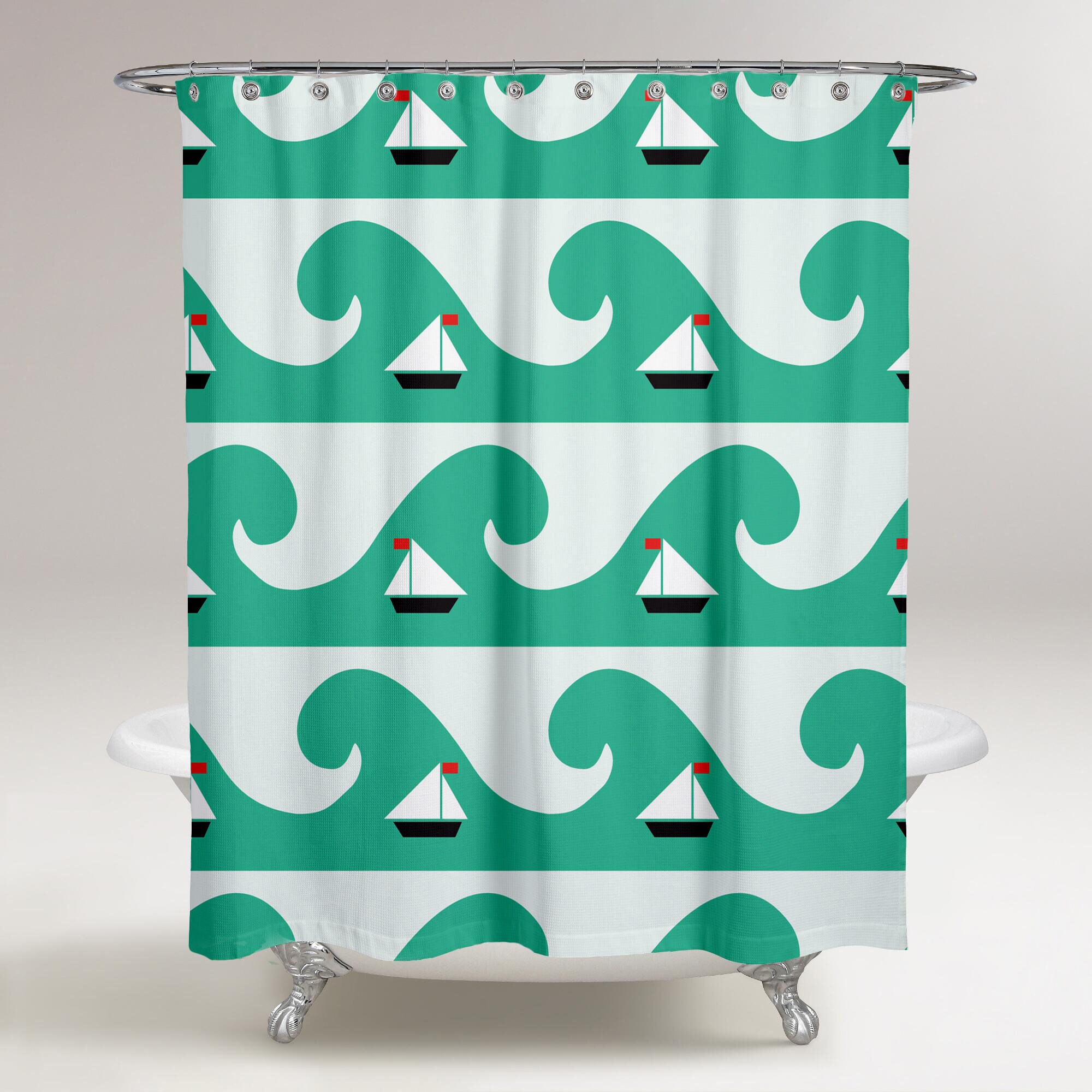 Boys Bathroom Decor Sailboat Shower Curtain Nautical Themed Etsy