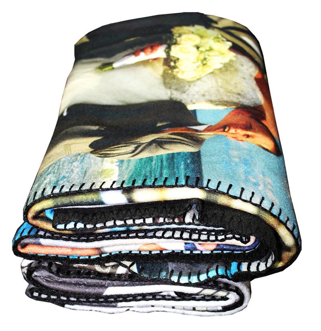 Photo Collage Blanket, Double Layer Fleece Blanket, Customized Photo