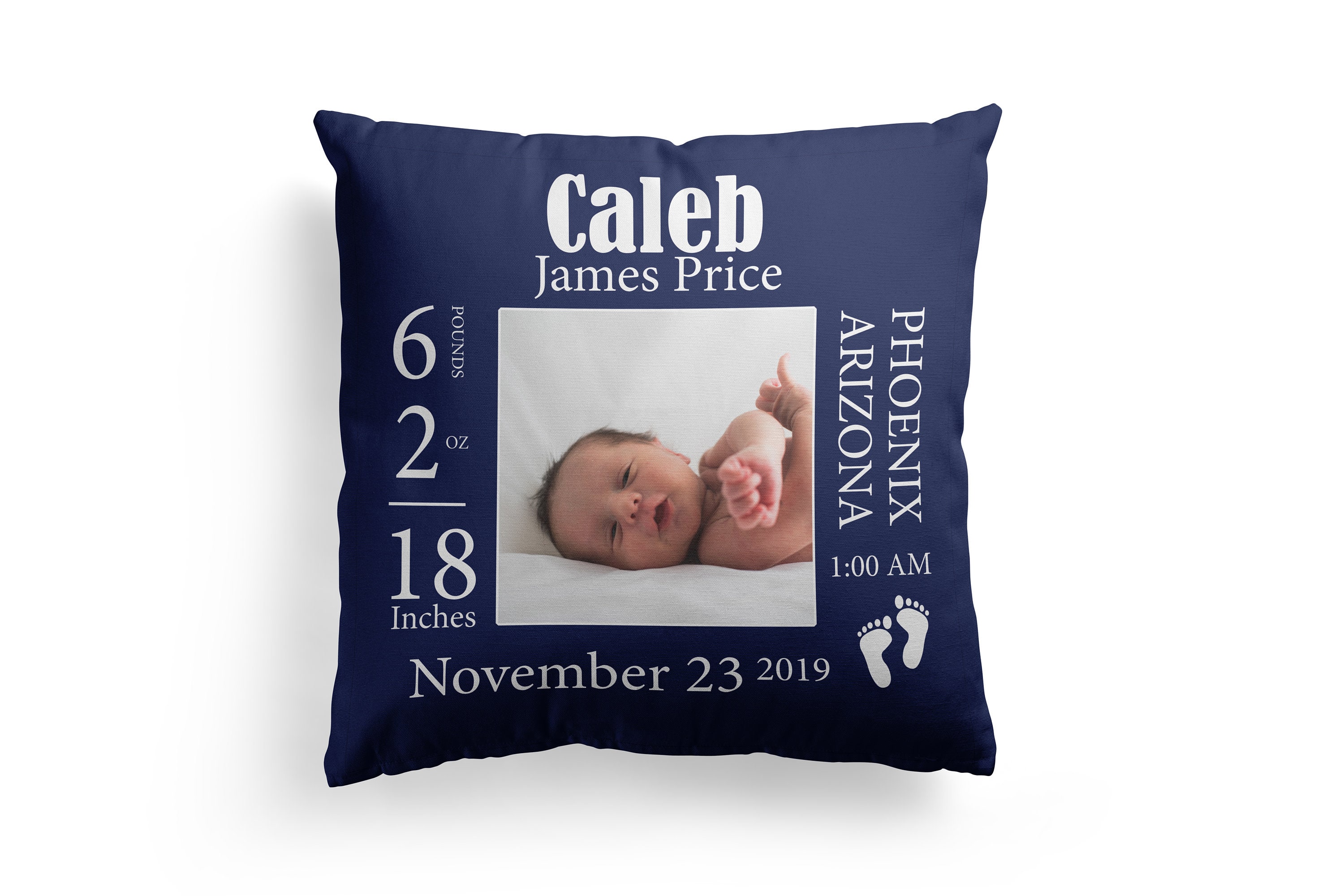 Birth Information Pillow New Baby Gift Personalized Baby Boy Etsy