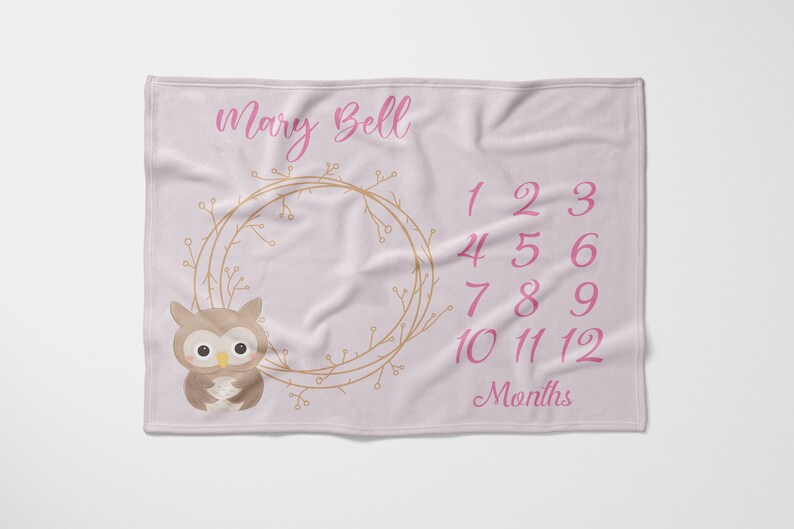 Owl Milestone Blanket Monthly Baby Milestone Marker Newborn Etsy