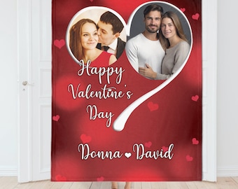 Valentine's Day Photo Blanket, Customizable Picture Blanket, Hearts Gifts for him or her, Couples Gifts, Valentine's Day Picture Gift