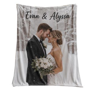 Custom Personalized Single Plush Photo Blanket | Anniversary Gift | Family Keepsake | Wedding Woven Throw Tapestry | Kids Picture Blanket