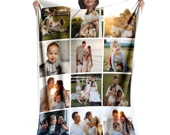 Custom Photo Collage Blanket: Personalized Family Keepsake, Picture Collage Blanket for Family and Friends
