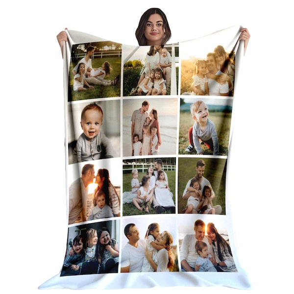 Custom Photo Collage Blanket: Personalized Family Keepsake, Picture Collage Blanket for Family and Friends