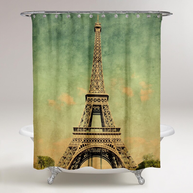 Eiffel Tower Shower Curtain Eiffel Tower Themed Bathroom Etsy