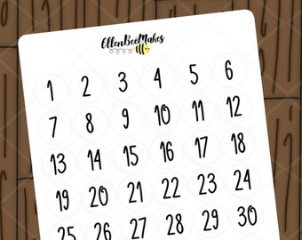 Circle Date Dot Stickers for planners, journaling, scrapbooking