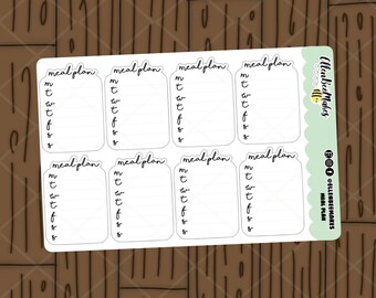 Weekly Meal Plan Stickers for planners, journaling, scrapbooking