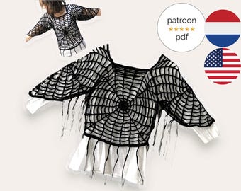 Halloween spider web top crochet pattern | Gothic Festival top / digital | sizes xs - xl | spider web pattern Halloween or festival costume