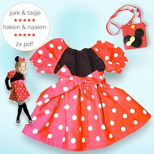 Sewing pattern Minnie Mouse dress 1-12 years; crochet pattern Minnie Mouse bag, sewing Minnie Mouse dress, Minnie Mouse bag, sewing pattern dress