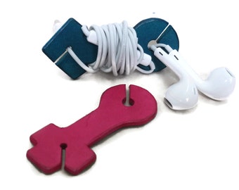 Cord Holder, Cord Organizer, Earphone Organizer, Earphone Holder, Leather wire holder