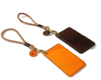 Leather key card holder, personalized keychain, personalized key card holder, leather card holder