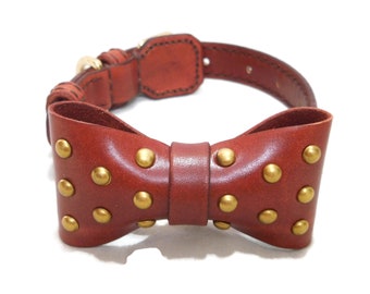 Dog Collar With Bow - Rivet Bow-Tie Dog Collars, Dog Collar Bow, Gift For Your Dog