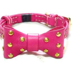 Breakaway Cat Collar With Bow - Leather Rivet Bow-Tie Cat Collars