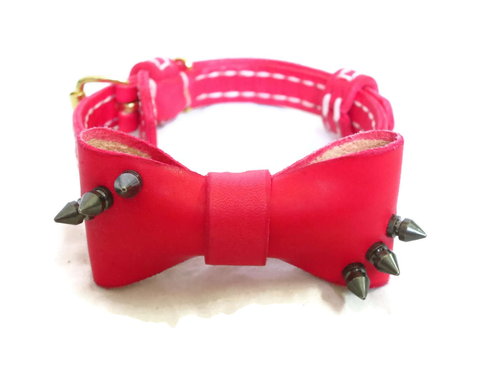 Designer dog collars leather dog collars with bow spike Etsy
