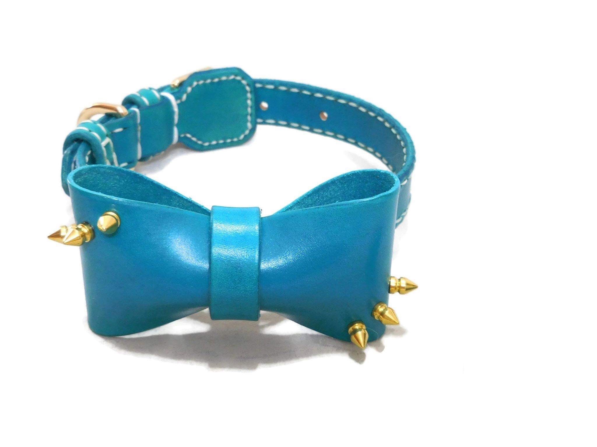 Designer dog collars leather dog collars with bow spike Etsy