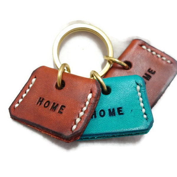 Leather key top cover with Solid brass  key ring, leather key cover- Key holder - Keyring - Keychain