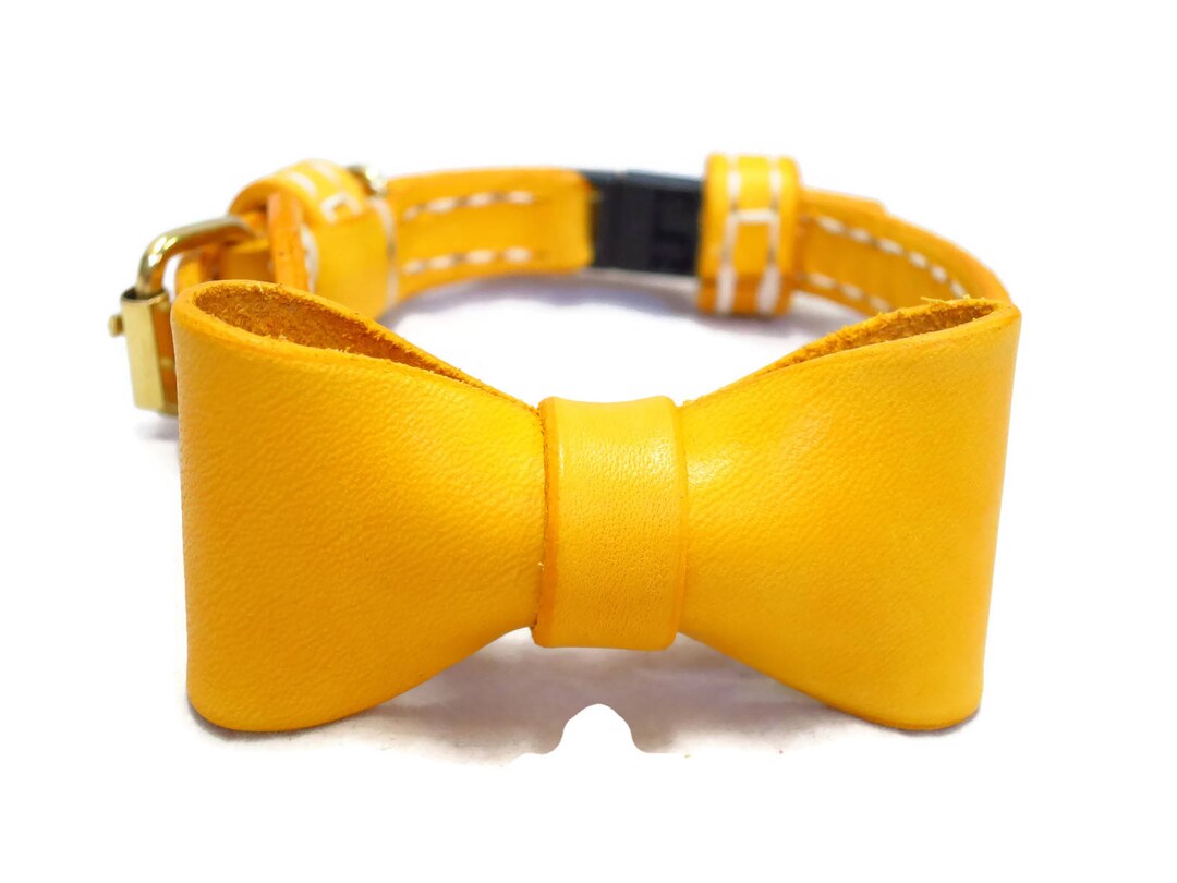 Cat Collar With Bow Leather Bowtie Cat Collars, Breakaway Cat Collar