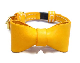 Cat Collar With Bow - Leather Bow-Tie Cat Collars, Breakaway Cat Collar